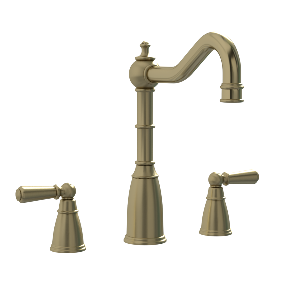 Sherston Old English Brass 3 Hole Mixer Tap With Metal Lever Handles 