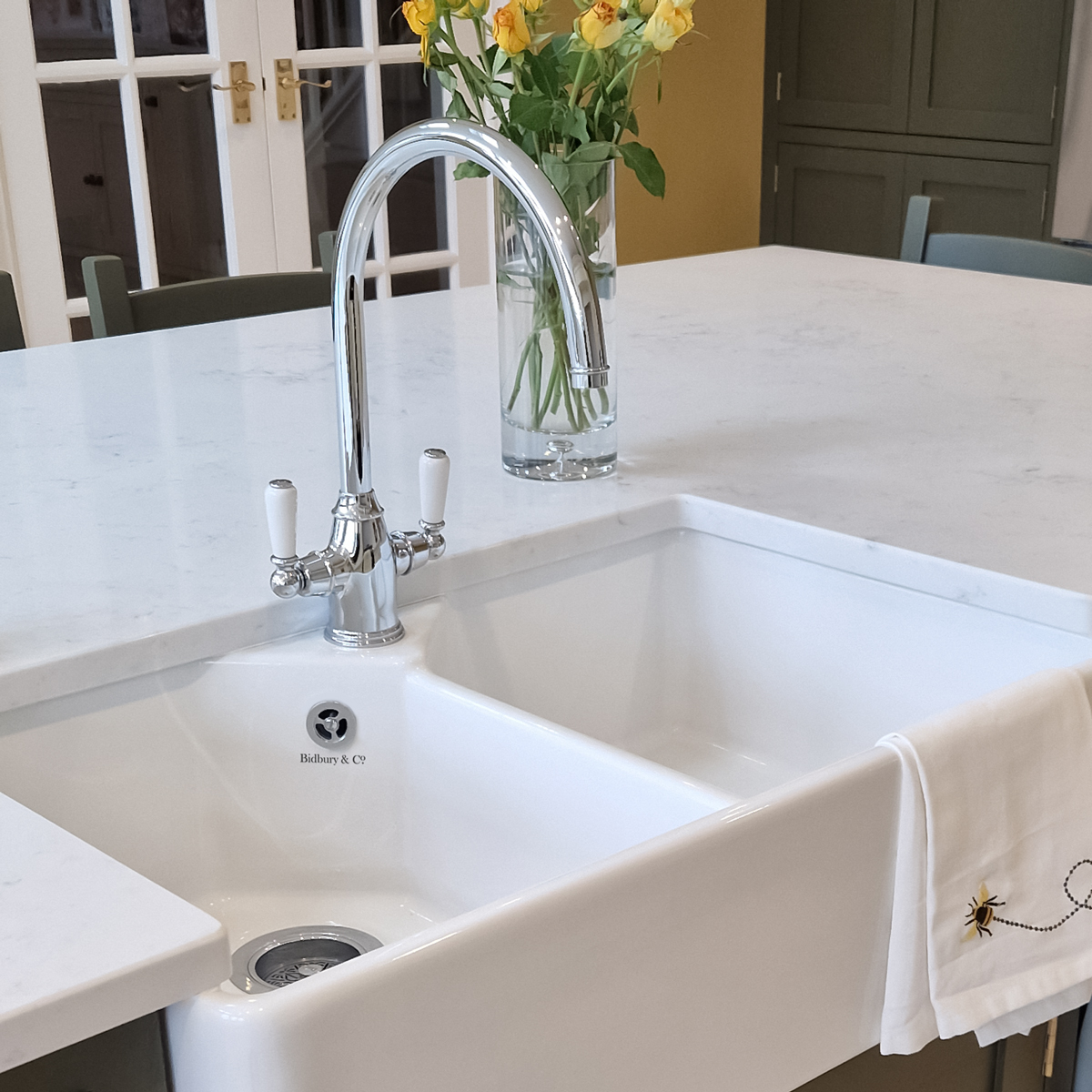 Amesbury & Traditional Wastes in Chrome on an Alderley Double Bowl Sink